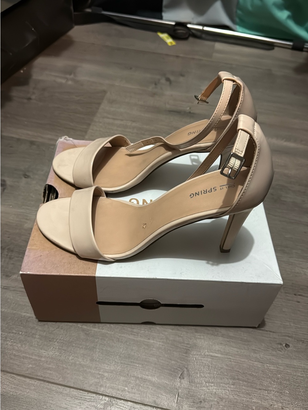 Call It Spring Blush Beige Ankle-Strap Heels
